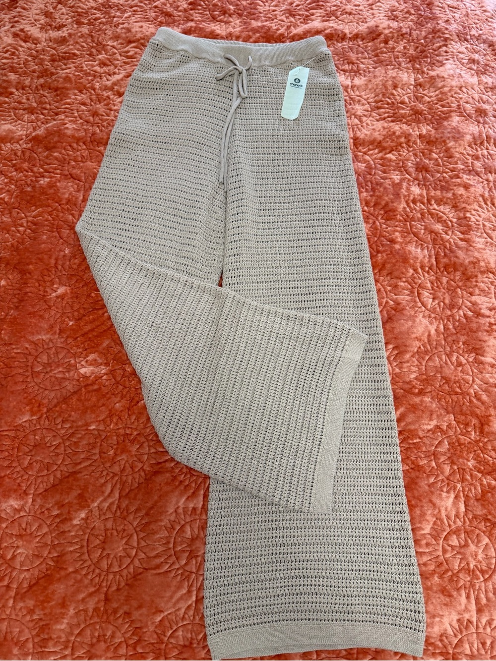 Mono B Taupe Knit Wide-Leg Lounge Pants